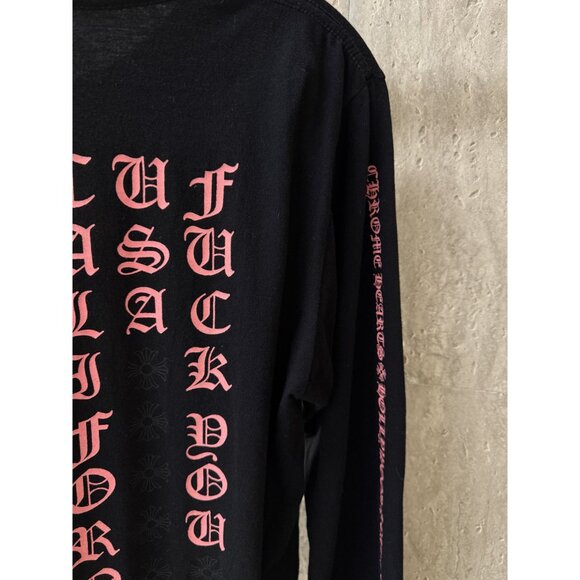Chrome Hearts Long Sleeve Black T-Shirt With Pocket & Gothic Lettering Californi - Picture 14 of 15